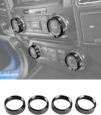 for F150 4pcs Air Conditioner AC Volume Switch Knob Ring Button Trim Cover for Ford F150 XLT 2015 2016 2017 2018 2019 2020, Red in Saudi Arabia