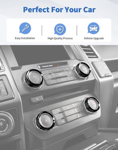 for F150 4pcs Air Conditioner AC Volume Switch Knob Ring Button Trim Cover for Ford F150 XLT 2015 2016 2017 2018 2019 2020, Red in Saudi Arabia