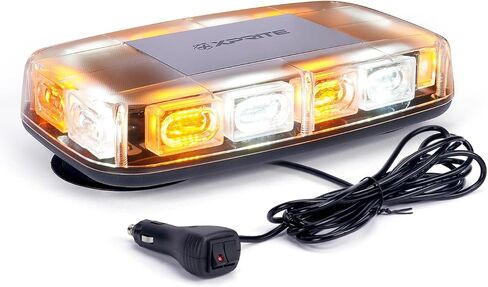 Xprite Upgraded 12" 72LED Rooftop Mini Strobe Lights, Emergency Safety Flashing Beacon Light Bar with Magnetic Base for 12V-24V Construction Vehicles, Trucks, Snow Plow, Postal Car (Mix White/Amber) in Saudi Arabia