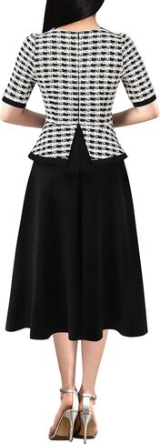 VFSHOW Womens Square Neck Peplum Slim Work Office Business Party A-Line Midi Dress in Saudi Arabia