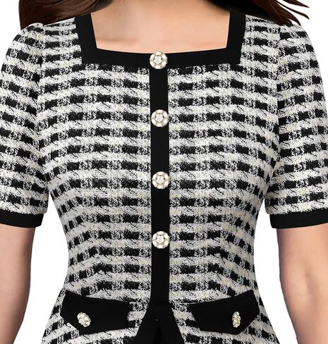 VFSHOW Womens Square Neck Peplum Slim Work Office Business Party A-Line Midi Dress in Saudi Arabia