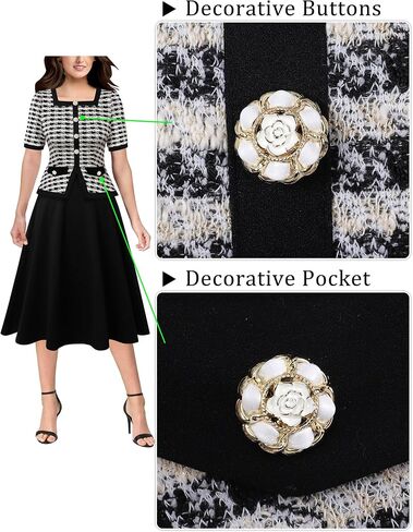 VFSHOW Womens Square Neck Peplum Slim Work Office Business Party A-Line Midi Dress in Saudi Arabia