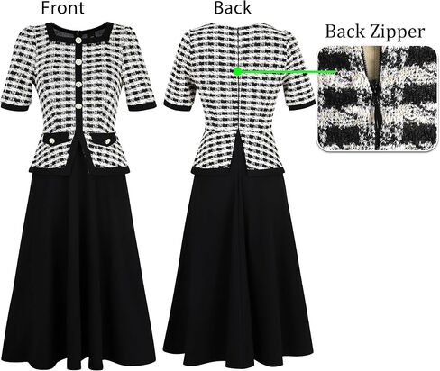 VFSHOW Womens Square Neck Peplum Slim Work Office Business Party A-Line Midi Dress in Saudi Arabia