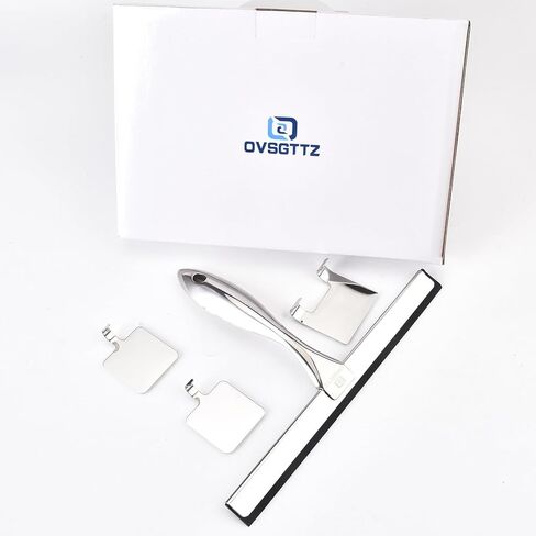 ممسحة دش للباب الزجاجي مع 3 خطاف لاصق، ممسحة تنظيف زجاج النوافذ المنزلية والزجاج من الفولاذ المقاوم للصدأ للحمام والمرايا والبلاط والسيارة، 10 بوصات، شفاف، أسود in Kuwait