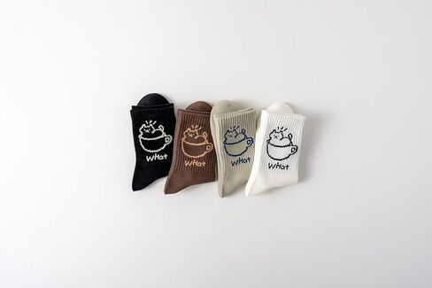Women Crew Socks, 4 Pairs Novelty Cotton Socks, Stylish Women's Casual Comfort Ankle Socks in Saudi Arabia