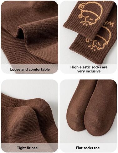 Women Crew Socks, 4 Pairs Novelty Cotton Socks, Stylish Women's Casual Comfort Ankle Socks in Saudi Arabia