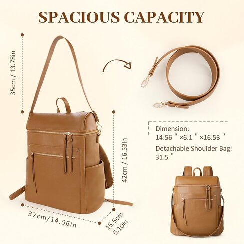 Viva Terry Womens Backpack Purse Soft Vegan Leather Large Convertible Travel Backpack Purse with Tassel-Orange in Saudi Arabia