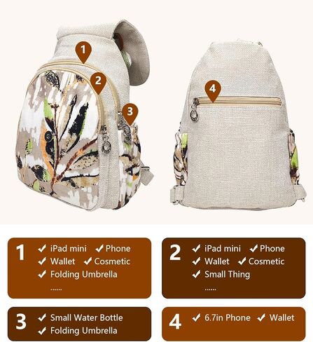 Cute Small Cotton Hand Craft Backpack Purse Mini Multi Pocket Casual Daypack for Women(white avocado) in Saudi Arabia