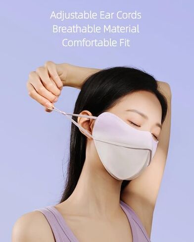 FlickerGlimmer Women Summer Sun Protection Face Mask Breathable Ice Silk Fabric UV Resistant Stylish Outdoor Wear High Aesthetic Value (Purple) in Kuwait
