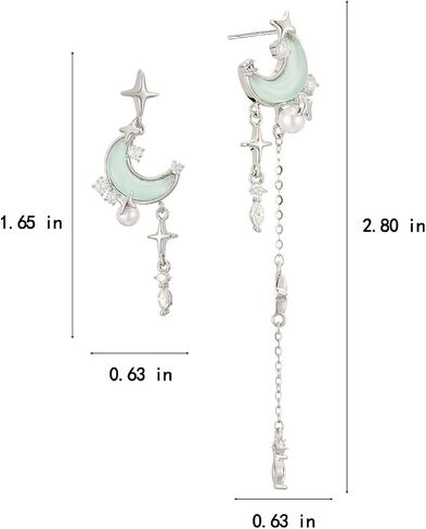 SIXFOX Moon Earrings for women trendy Danity Drop Dangle Earrings with Star gemstone cute Boho Stud Earrings Jewelry Gift in Saudi Arabia