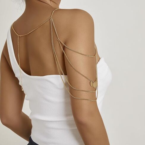 Layered Tassel Shoulder Chain for Women Shoulder Body Chain Festival Upper Arm Bracelet Necklace Summer Beach Punk Bikini Bridal Wedding Body Chain Jewelry in Saudi Arabia
