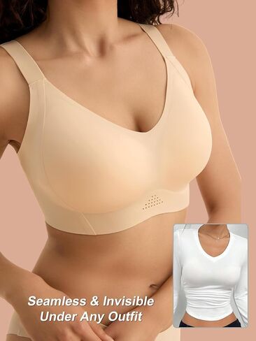 Seamless Bras for Women No Underwire, Wireless Comfortable Bralettes with Support and Lift, Full Coverage T-Shirt Bra in Kuwait