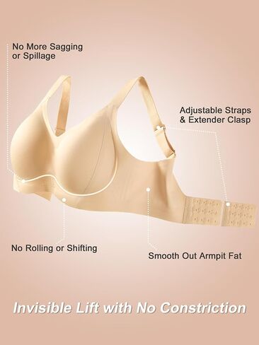 Seamless Bras for Women No Underwire, Wireless Comfortable Bralettes with Support and Lift, Full Coverage T-Shirt Bra in Kuwait