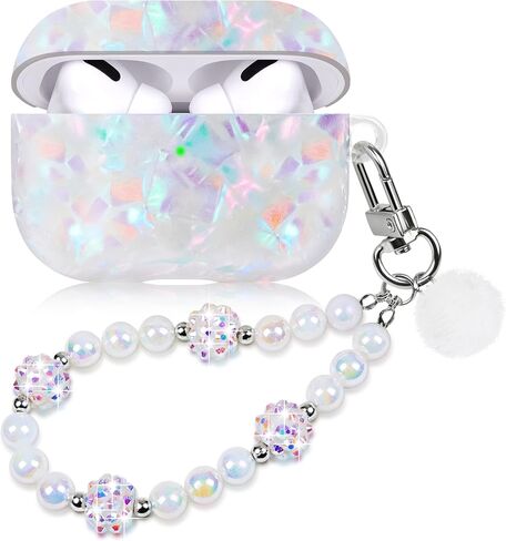 حافظة لطيفة لجهاز Airpod Pro 2 مع غطاء بناتي بحبل لؤلؤي متوافق مع AirPods Pro الجيل الثاني (2022) غلاف للنساء in Kuwait