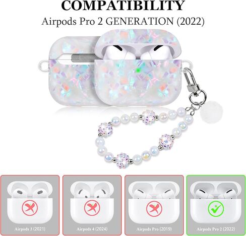 حافظة لطيفة لجهاز Airpod Pro 2 مع غطاء بناتي بحبل لؤلؤي متوافق مع AirPods Pro الجيل الثاني (2022) غلاف للنساء in Kuwait