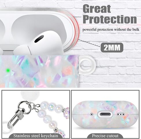 حافظة لطيفة لجهاز Airpod Pro 2 مع غطاء بناتي بحبل لؤلؤي متوافق مع AirPods Pro الجيل الثاني (2022) غلاف للنساء in Kuwait