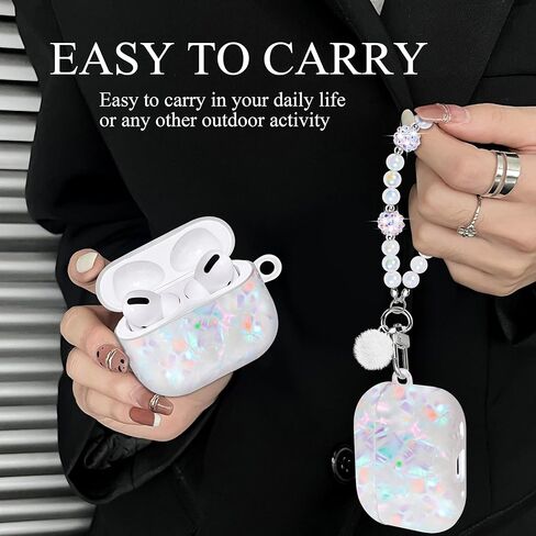 حافظة لطيفة لجهاز Airpod Pro 2 مع غطاء بناتي بحبل لؤلؤي متوافق مع AirPods Pro الجيل الثاني (2022) غلاف للنساء in Kuwait