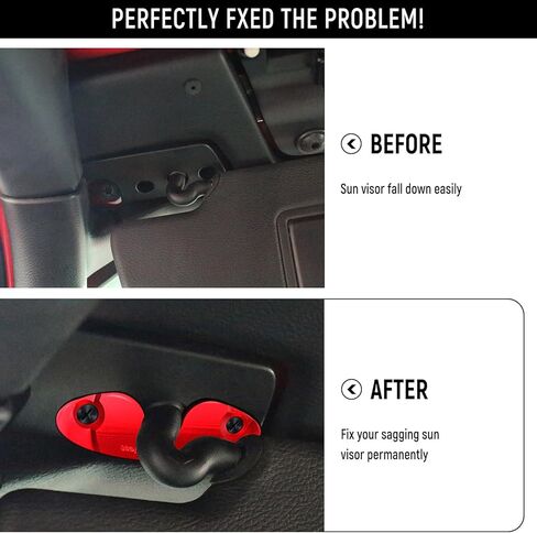 Upgraded Aluminum Alloy Sun Visor Clip for Jeep Wrangler JL JLU 2018-2025 Sahara Sun Visor Repair Kit for Jeep Gladiator JT 2020-2025 Jeep Wrangler JK Sprot/Rubincon Accessories(Red) in Kuwait
