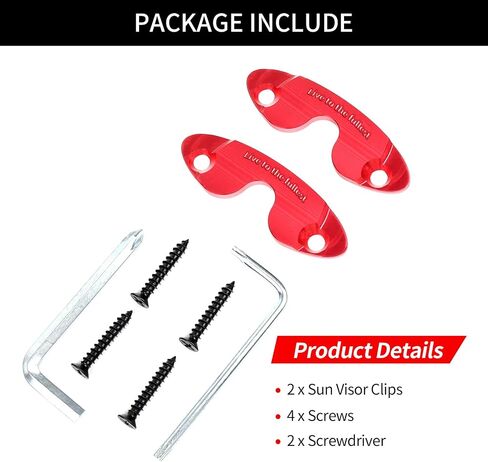 Upgraded Aluminum Alloy Sun Visor Clip for Jeep Wrangler JL JLU 2018-2025 Sahara Sun Visor Repair Kit for Jeep Gladiator JT 2020-2025 Jeep Wrangler JK Sprot/Rubincon Accessories(Red) in Saudi Arabia