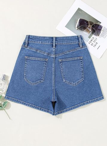 Sidefeel Women's Jean Shorts High Waisted Stretchy Casual Rhinestones Denim Shorts in Saudi Arabia