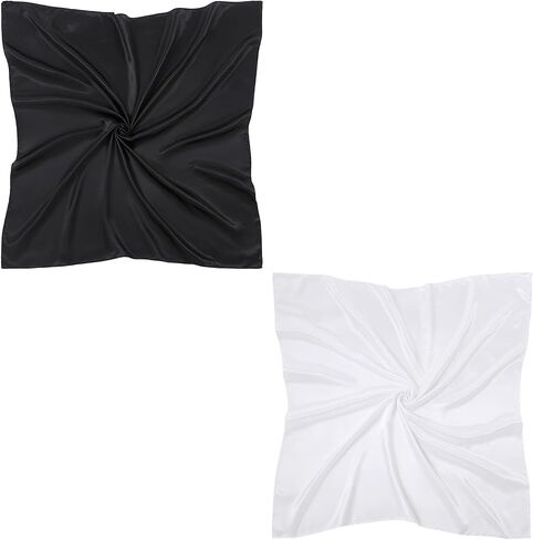 2 Pack 35" Women Large Satin Square Scarves Silk Like Feeling Fashion Headscarf Hair Neck Wrapping Scarves in Saudi Arabia