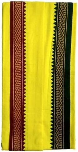 القطن ل Pooja Angvastram/Gamcha/Shawl/Melmundu/Uthareeyam/للرجال المستخدمة خلال ديكور المنزل المعبد التقليدي الهندي (الحجم:- 70 "× 35") (أبيض) in Kuwait