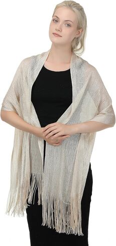 Women Metallic Shawl for Evening Dresses, Lightweight Wrap Scarf for Weddings and Special Occasions in Saudi Arabia