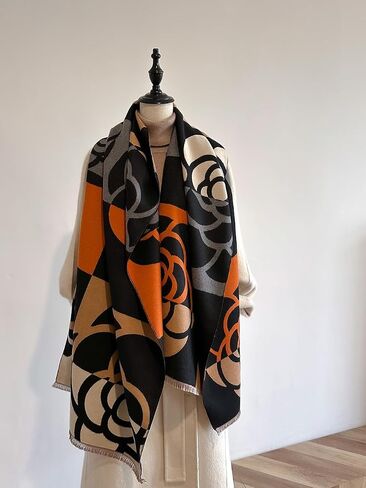 Women’s Fashion Jacquard Large Soft Scarves Pashmina Shawls with Bold Patterns Gift for Women in Saudi Arabia
