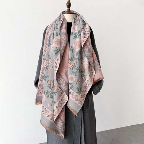 Women’s Fashion Jacquard Large Soft Scarves Pashmina Shawls with Bold Patterns Gift for Women in Saudi Arabia