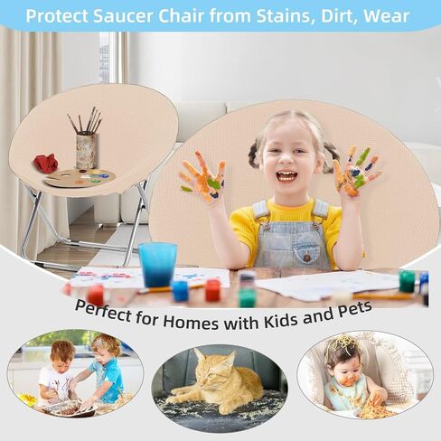 Saucer Chair Cover, Stretch Round Moon Chair Cover, Removable Spandex Jacquard Fabric Soft Saucer Chair Covers for Adults Saucer Chair, Machine Washable in Saudi Arabia