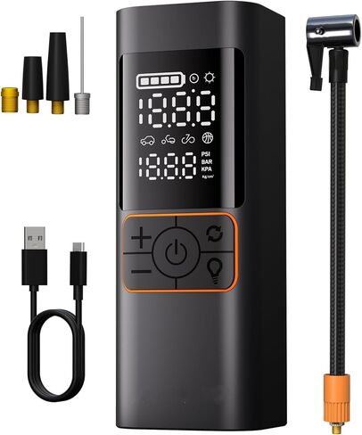 Tire Inflator Portable Air Compressor - 20000mAh 180PSI & 4X Faster Air Pump for Car Tires with Pressure Detection, Cordless Air Pump for Cars, Bikes, Balls, Motorcycles, Bright LED Screen in Kuwait
