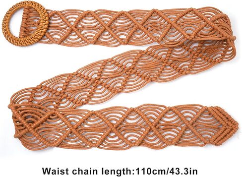 Women Braid Belt Boho Rattan Woven Waist Belts for Dress in Saudi Arabia