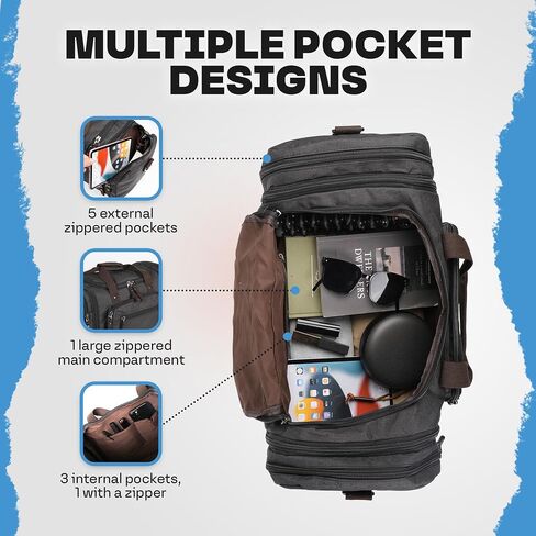 Stylish Duffle Bag for Travel – Expandable to 40L Lightweight and Waterproof Weekender Bag with Multiple Pockets and Adjustable Shoulder Strap for Men & Women – A Premium Carry On Duffle Bag in Saudi Arabia