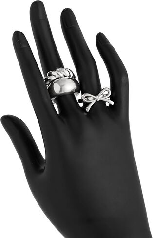 Ingemark Rings for Women 14K Gold Plated Chunky Teardrop Water Drop Ring Silver Adjustable Large Thick Smooth Curved Open Thumb Finger Rings 12 Pieces Bold Crossover Statement Ring Band in Saudi Arabia