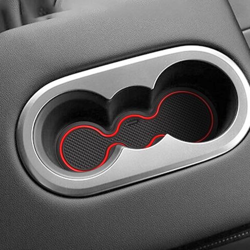 Auovo Protector Mats for Volkswagen Jetta Accessories 2025 2024 2019-2023 Custom Fit Cup Holder Inserts Liners Coasters Anti Dust Mat Car Interior Trim(4pcs/Set)(Red) in Saudi Arabia