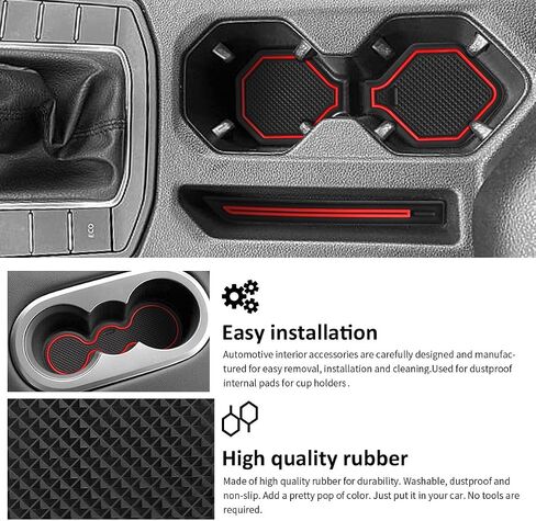 Auovo Protector Mats for Volkswagen Jetta Accessories 2025 2024 2019-2023 Custom Fit Cup Holder Inserts Liners Coasters Anti Dust Mat Car Interior Trim(4pcs/Set)(Red) in Saudi Arabia