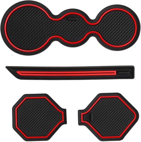 Auovo Protector Mats for Volkswagen Jetta Accessories 2025 2024 2019-2023 Custom Fit Cup Holder Inserts Liners Coasters Anti Dust Mat Car Interior Trim(4pcs/Set)(Red) in Saudi Arabia