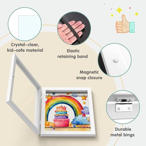 Hsypti Kids Art Frames, Kids Artwork Frames Changeable 8.5 x11 with Mat and 10 x12.5 Without Mat, Front Opening Holds 100 Drawings for Drawings, Artworks, Children Art Projects 2 Pack Woodgrain in Kuwait