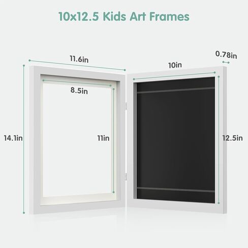 Hsypti Kids Art Frames, Kids Artwork Frames Changeable 8.5 x11 with Mat and 10 x12.5 Without Mat, Front Opening Holds 100 Drawings for Drawings, Artworks, Children Art Projects 2 Pack Woodgrain in Kuwait