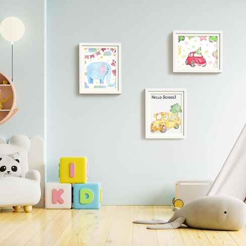 Hsypti Kids Art Frames, Kids Artwork Frames Changeable 8.5 x11 with Mat and 10 x12.5 Without Mat, Front Opening Holds 100 Drawings for Drawings, Artworks, Children Art Projects 2 Pack Woodgrain in Kuwait