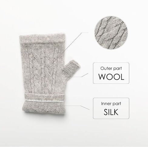 Milieu Smartphone Gloves Silk Wool Hand Warmer Women's Cable Knit Fingerless Autumn/Winter in Saudi Arabia