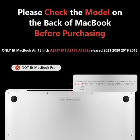 حافظة MEEgoodo لجهاز MacBook Air 13 بوصة 2021 2020 2019 2018 الإصدار A2337 M1 A2179 A1932 مع معرف اللمس، هيكل صلب من البلاستيك المتين المقاوم للصدمات مع مسند قابل للطي لجهاز MacBook Air 13.3، كاكي in Kuwait
