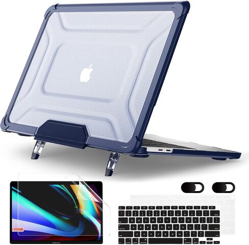 حافظة MEEgoodo لجهاز MacBook Air 13 بوصة 2021 2020 2019 2018 الإصدار A2337 M1 A2179 A1932 مع معرف اللمس، هيكل صلب من البلاستيك المتين المقاوم للصدمات مع مسند قابل للطي لجهاز MacBook Air 13.3، كاكي in Kuwait