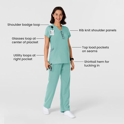 WINK Women's Flex-n-Reach Shoulder Panel V-Neck Scrub Top in Saudi Arabia