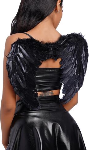 IMEKIS Women Angel Devil Costumes Halloween Dress Up Outfit Wings Halo Headband Wand Devil Horn Pitchfork Tail Cosplay Set in Saudi Arabia