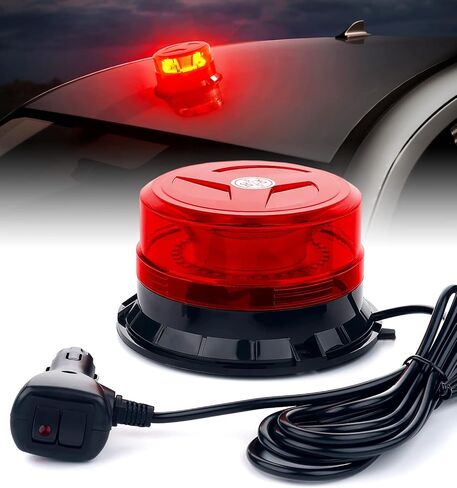 LUMENIX LED Rooftop Mini Strobe Beacon Light Magnetic and Screw Mount Rotating Warning Flashing Forklift Lights for Security Patrol Vehicles Towing Trucks Snow Plows Postal Mail ATV UTV- White Amber in Kuwait