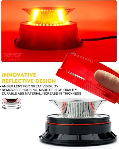 LUMENIX LED Rooftop Mini Strobe Beacon Light Magnetic and Screw Mount Rotating Warning Flashing Forklift Lights for Security Patrol Vehicles Towing Trucks Snow Plows Postal Mail ATV UTV- White Amber in Kuwait