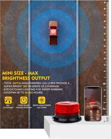 LUMENIX LED Rooftop Mini Strobe Beacon Light Magnetic and Screw Mount Rotating Warning Flashing Forklift Lights for Security Patrol Vehicles Towing Trucks Snow Plows Postal Mail ATV UTV- White Amber in Kuwait
