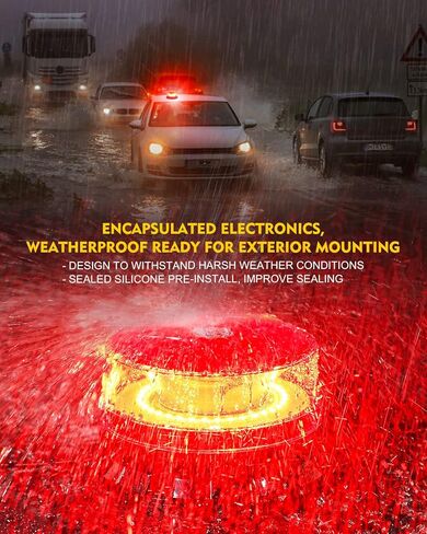 LUMENIX LED Rooftop Mini Strobe Beacon Light Magnetic and Screw Mount Rotating Warning Flashing Forklift Lights for Security Patrol Vehicles Towing Trucks Snow Plows Postal Mail ATV UTV- White Amber in Kuwait