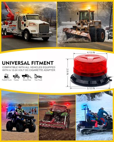 LUMENIX LED Rooftop Mini Strobe Beacon Light Magnetic and Screw Mount Rotating Warning Flashing Forklift Lights for Security Patrol Vehicles Towing Trucks Snow Plows Postal Mail ATV UTV- White Amber in Kuwait